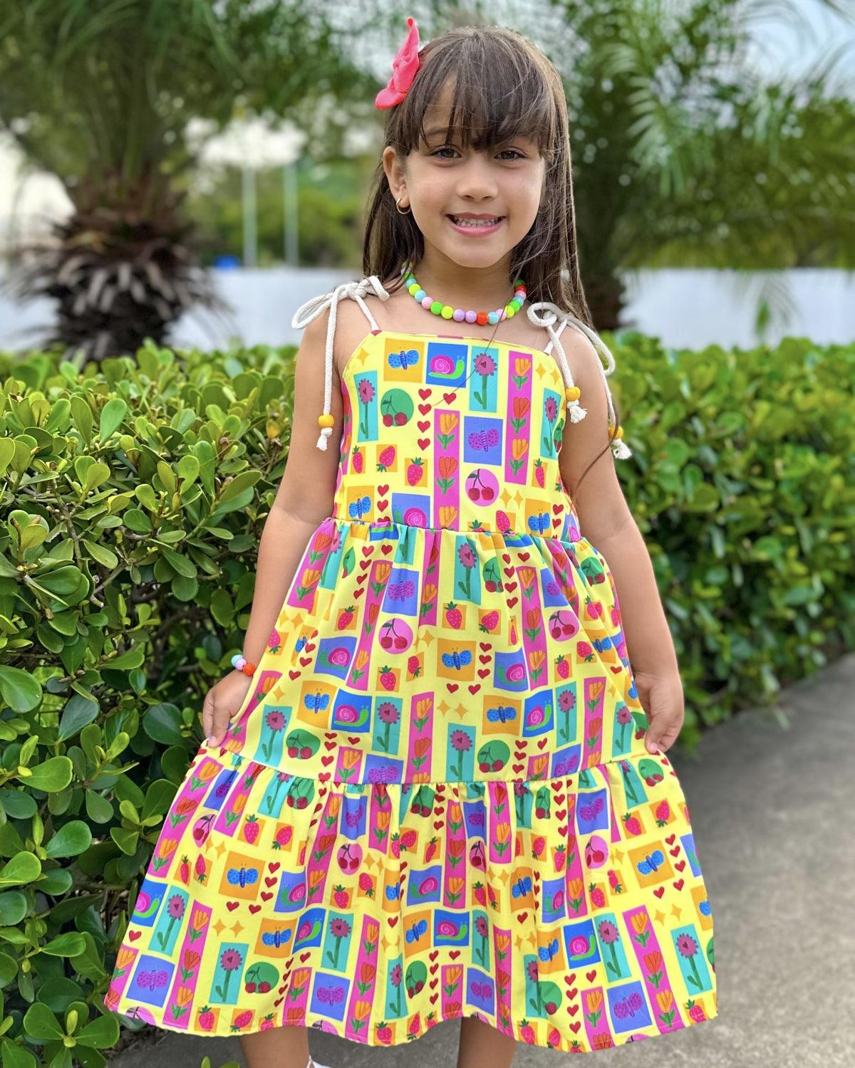 Yellow Beaded Dress for Girls, Ages 4-6 – Elegant and Comfortable, Perfect for Special Occasions - Rainbow Kids Colors