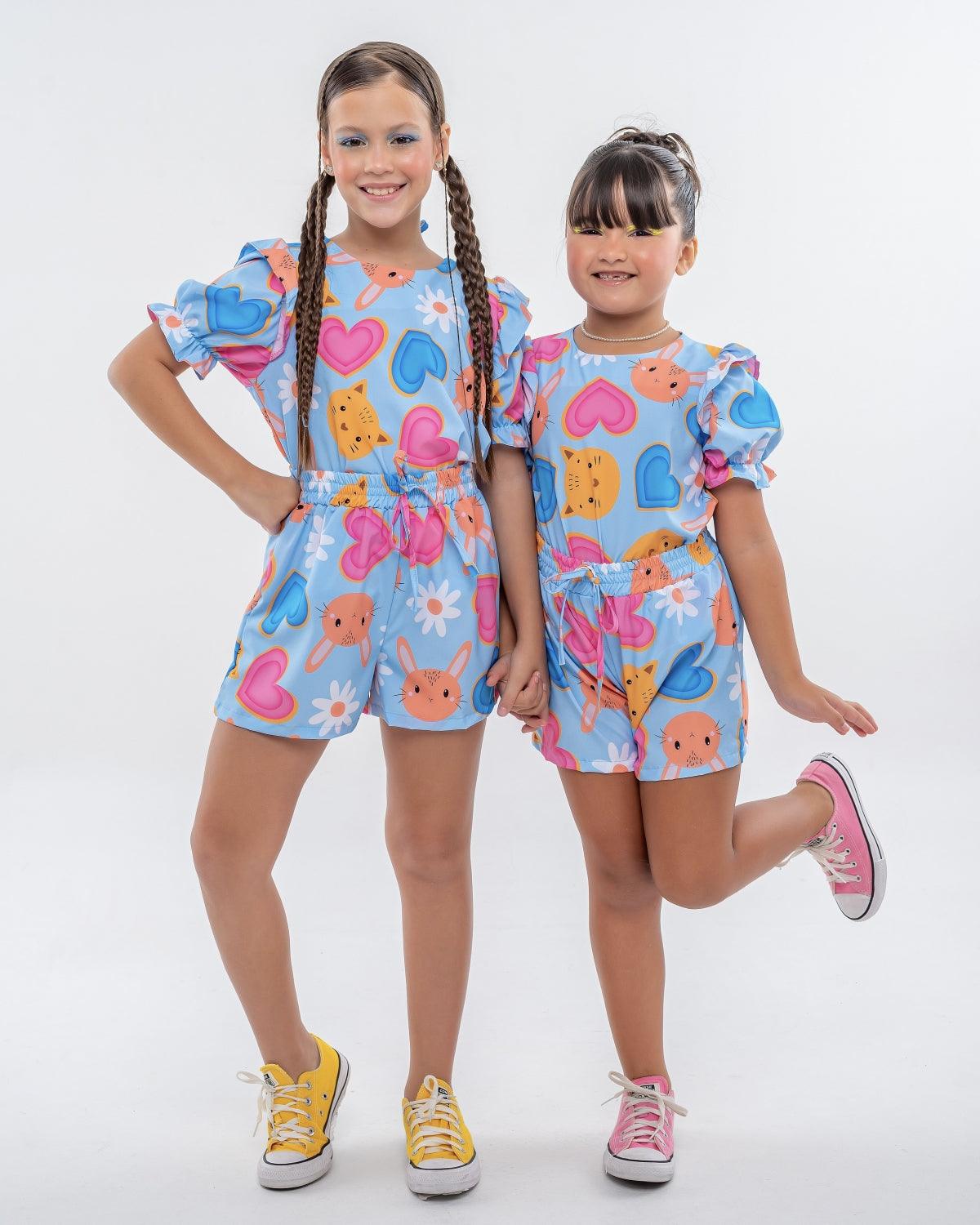 Blue Heart Set for Girls Ages 2 10 Adorable Two Piece Outfit Comfortable and Stylish Perfect for Everyday Wear