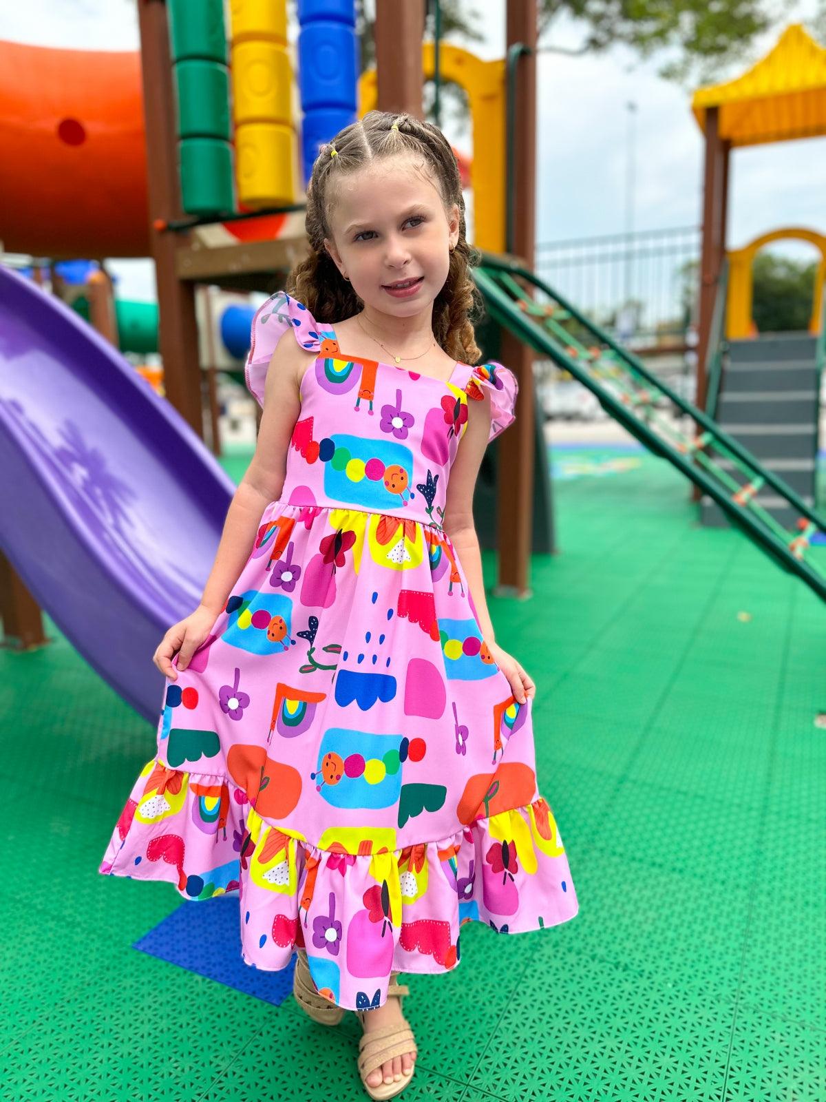 Centipede Pink Dress for Girls, Ages 2-8 Cute and Comfortable, Ideal Rainbow Kids Colors Centipede Pink Dress for Girls, Ages 2-8 Cute and Comfortable, Ideal Rainbow Kids Colors