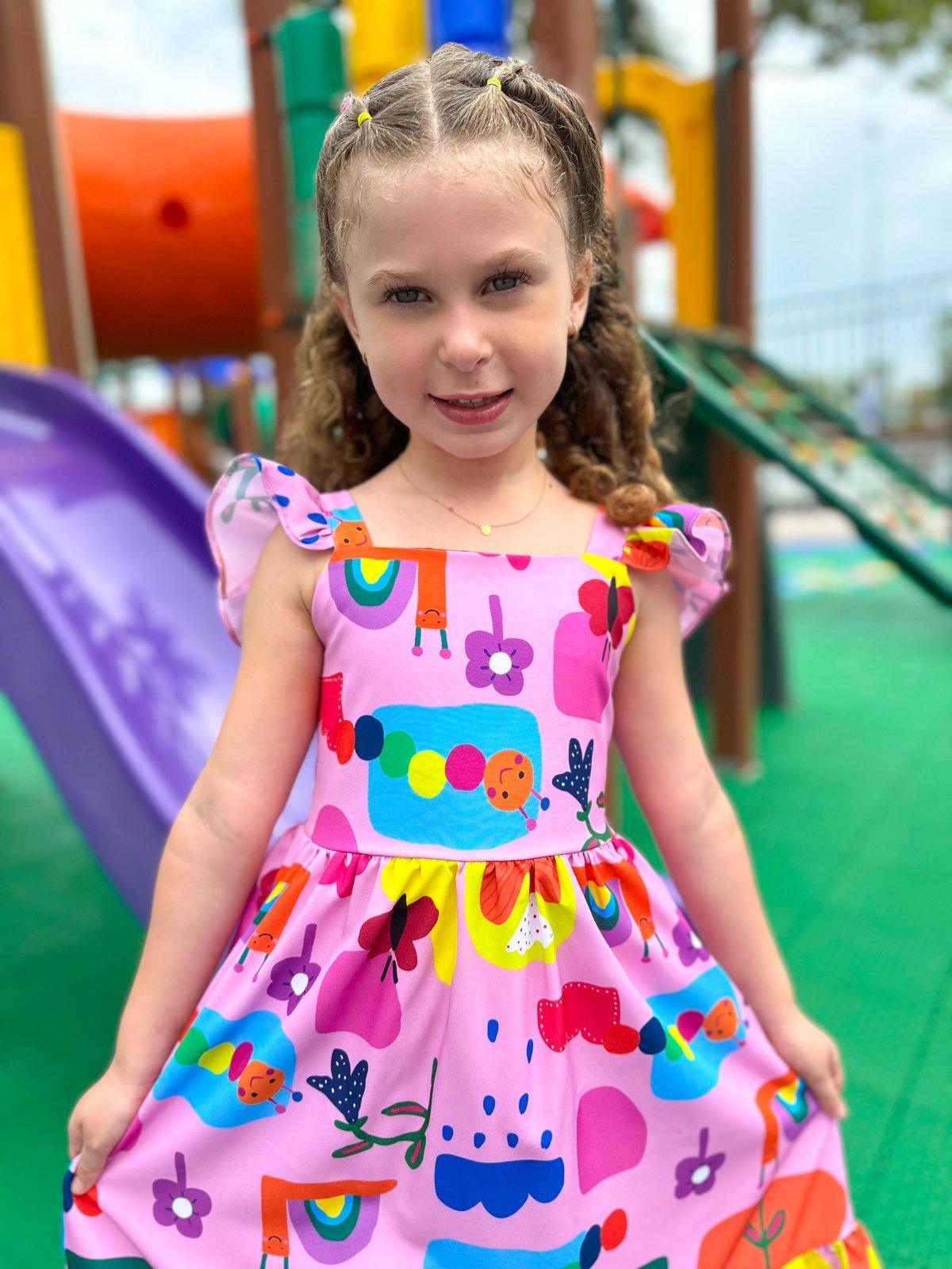 Centipede Pink Dress for Girls, Ages 2-8 – Cute and Comfortable, Ideal for Any Occasion - Rainbow Kids Colors