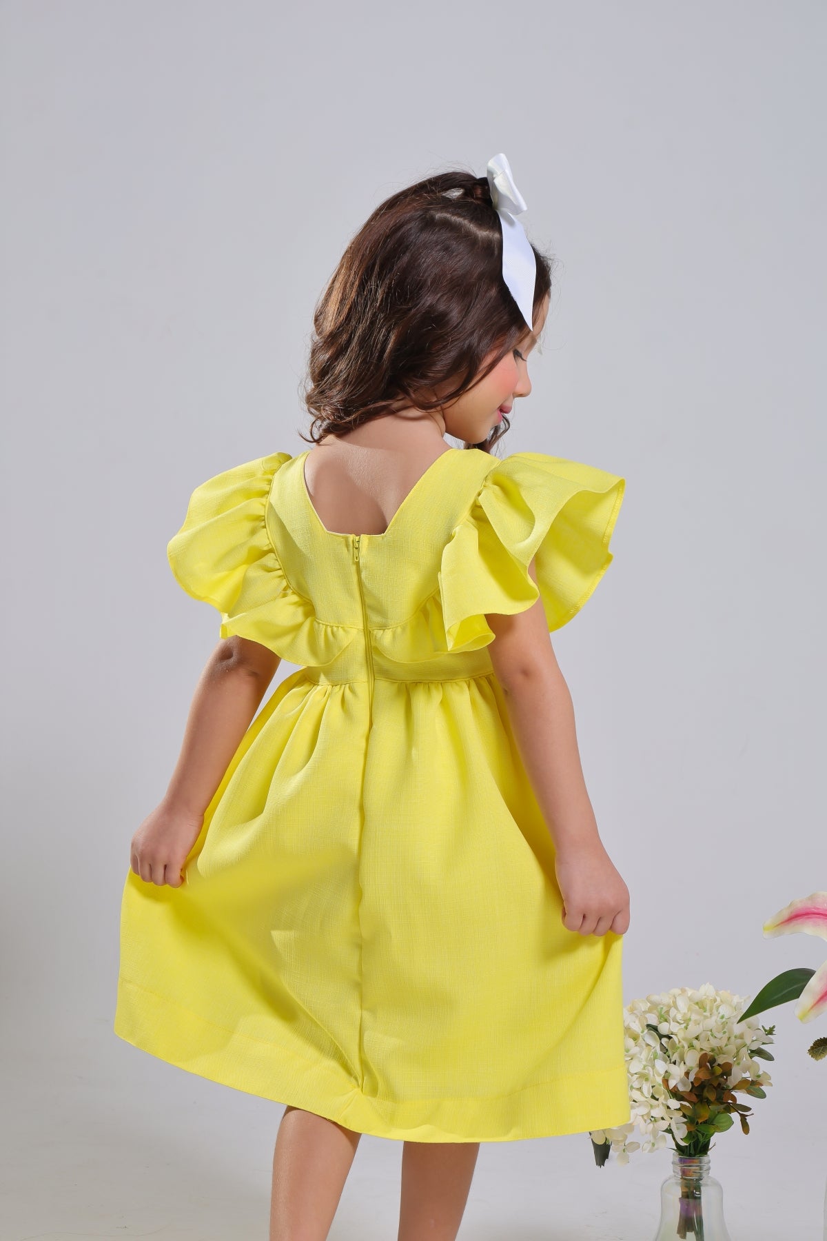 Rustic Linen Yellow Petal Dress, Ages 2-8 Elegant and Comfortable, P Rainbow Kids Colors Rustic Linen Yellow Petal Dress, Ages 2-8 Elegant and Comfortable, P Rainbow Kids Colors