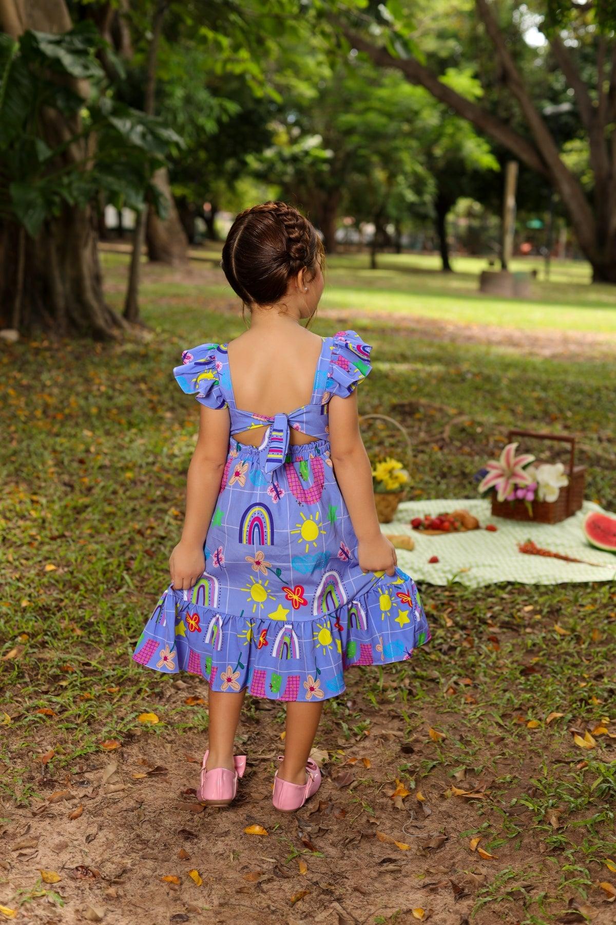 Lilac Rainbow Dress for Girls Ages 2 8 Colorful and Comfortable Perfect for All Occasions