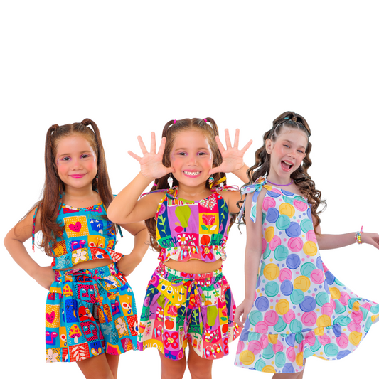 Kit with 3 pieces - Cropped Friends, Green Cropped and Single Strap Dress